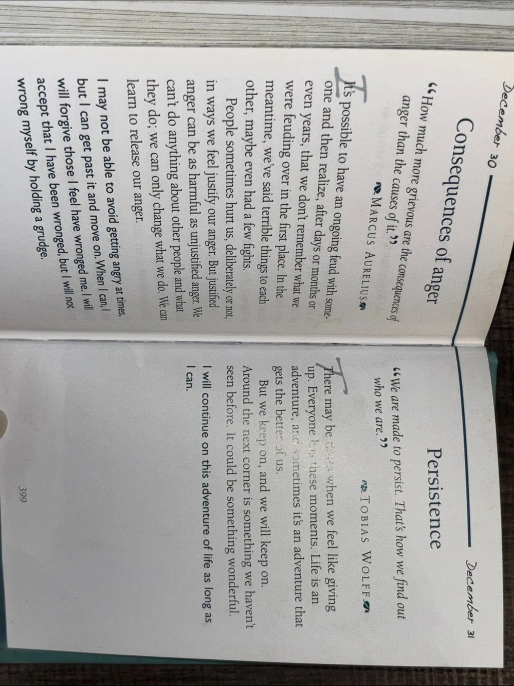 The Daily Book of Positive Quotations - Teal and Cream Hardcover